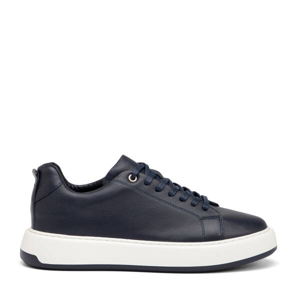 Lacivert Hakiki Deri Erkek Sneaker - E26I1AY57627-A31 - 1