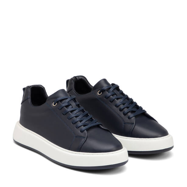 Lacivert Hakiki Deri Erkek Sneaker - E26I1AY57627-A31 - 2