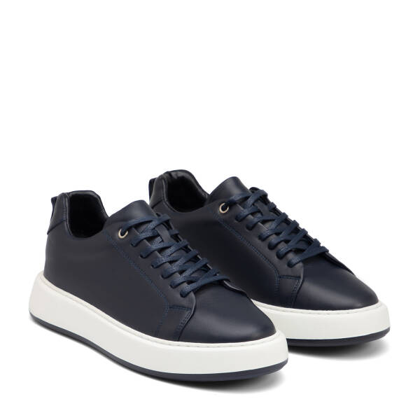 Lacivert Hakiki Deri Erkek Sneaker - E26I1AY57627-A31 - 2