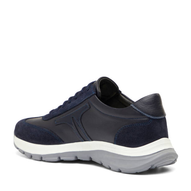 Lacivert Hakiki Deri Erkek Sneaker - E26I1AY57648-W32 - 4