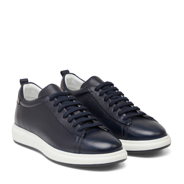 Lacivert Hakiki Deri Erkek Sneaker - E26I1AY57692-A38 - 2