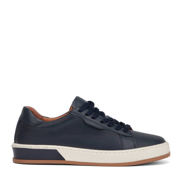 Lacivert Hakiki Deri Erkek Sneaker - E26I1AY57708-A31 