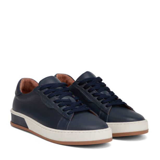 Lacivert Hakiki Deri Erkek Sneaker - E26I1AY57708-A31 - 2