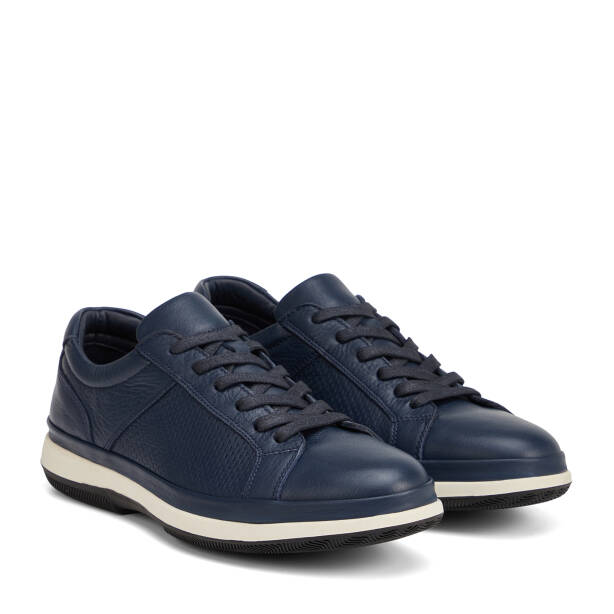 Lacivert Hakiki Deri Erkek Sneaker - E26I1AY57726-A31 - 2