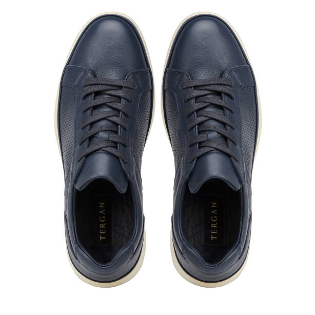 Lacivert Hakiki Deri Erkek Sneaker - E26I1AY57726-A31 - 5