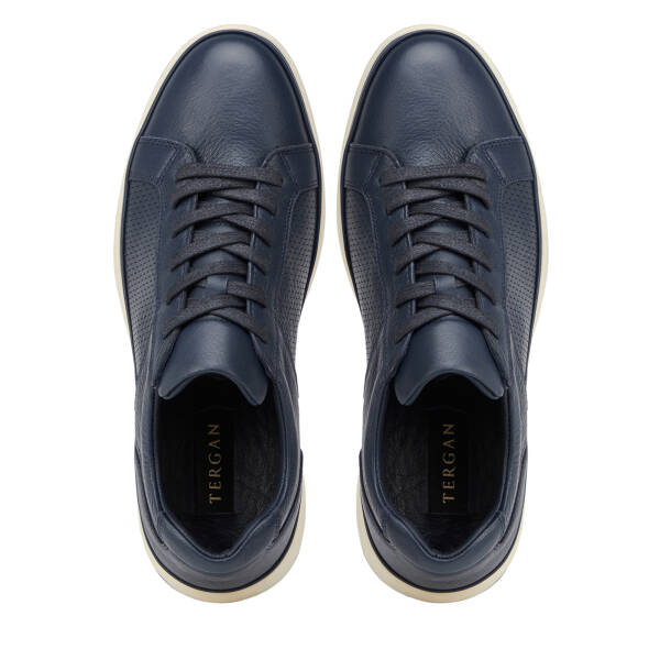 Lacivert Hakiki Deri Erkek Sneaker - E26I1AY57726-A31 - 5