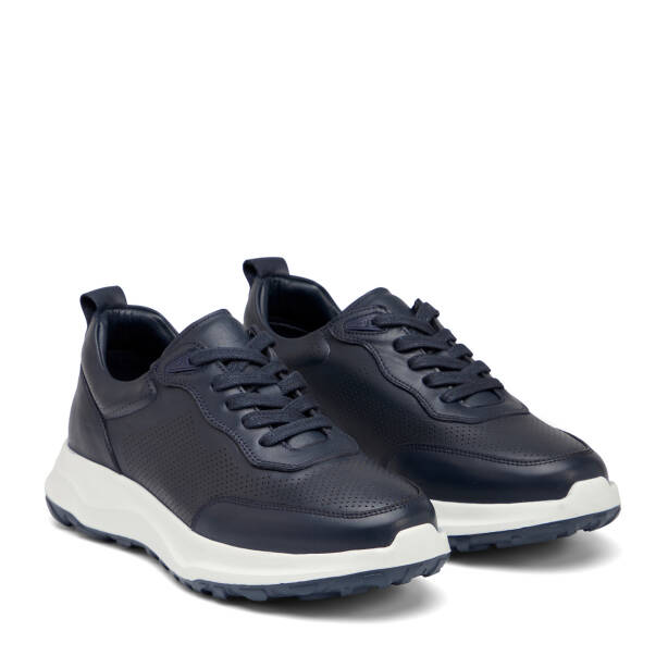 Lacivert Hakiki Deri Erkek Sneaker - E26I1AY57735-A31 - 2