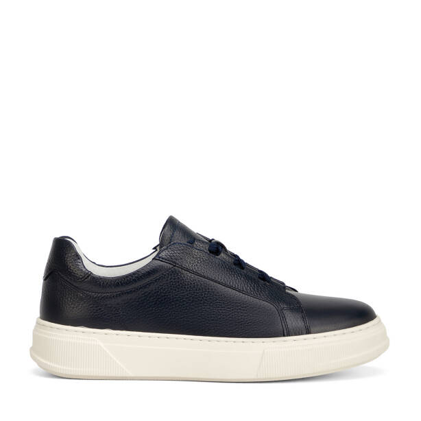 Lacivert Hakiki Deri Erkek Sneaker - E26I1AY57737-A38 - 1