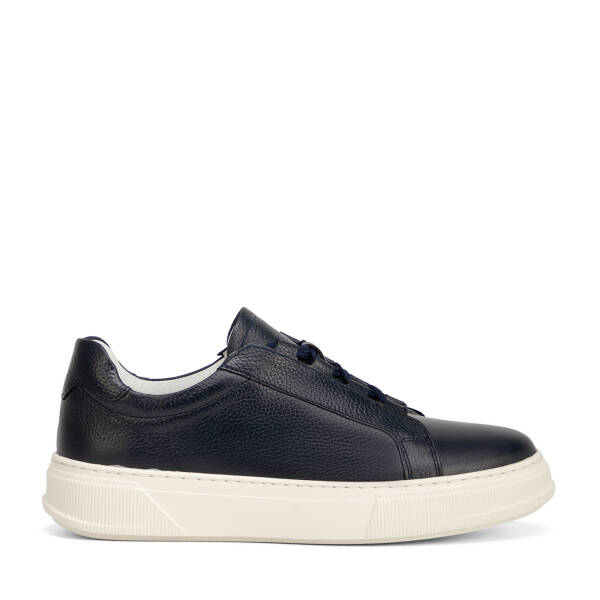 Lacivert Hakiki Deri Erkek Sneaker - E26I1AY57737-A38 - 1