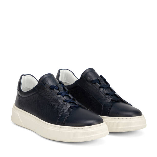 Lacivert Hakiki Deri Erkek Sneaker - E26I1AY57737-A38 - 2