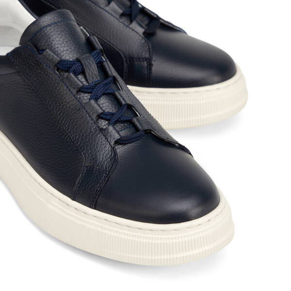 Lacivert Hakiki Deri Erkek Sneaker - E26I1AY57737-A38 - 3