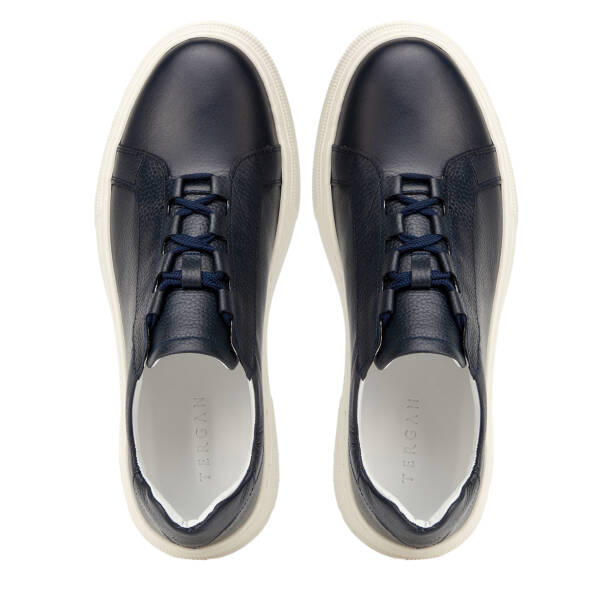 Lacivert Hakiki Deri Erkek Sneaker - E26I1AY57737-A38 - 5