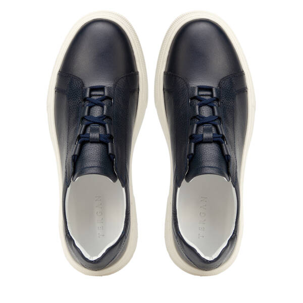 Lacivert Hakiki Deri Erkek Sneaker - E26I1AY57737-A38 - 5