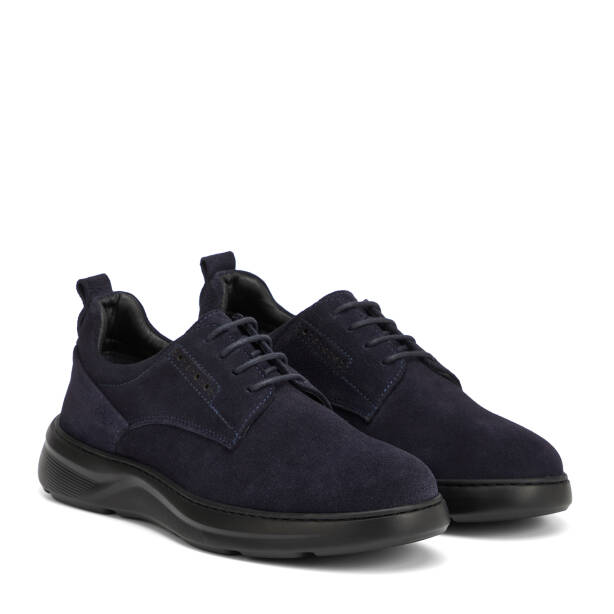 Lacivert Hakiki Deri Erkek Sneaker - E26I1AY57745-D44 - 2
