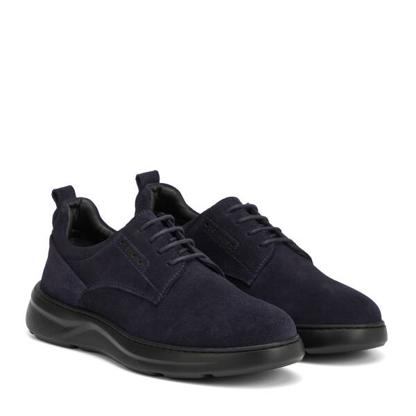 Lacivert Hakiki Deri Erkek Sneaker - E26I1AY57745-D44 - 2