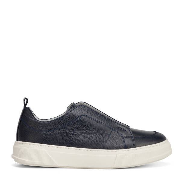 Lacivert Hakiki Deri Erkek Sneaker - E26I1AY57748-A38 - 1