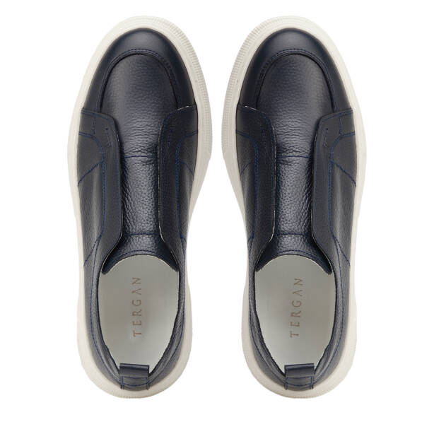 Lacivert Hakiki Deri Erkek Sneaker - E26I1AY57748-A38 - 5