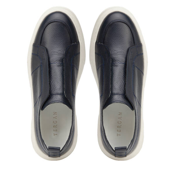 Lacivert Hakiki Deri Erkek Sneaker - E26I1AY57748-A38 - 5