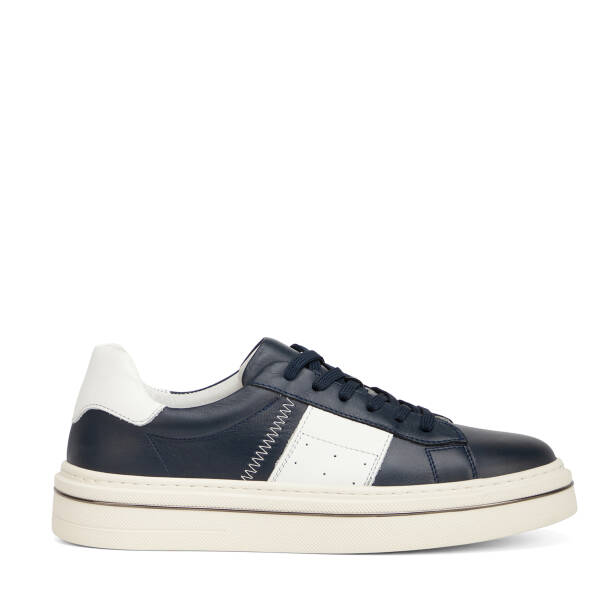 Lacivert Hakiki Deri Erkek Sneaker - E26I1AY57755-A9S 