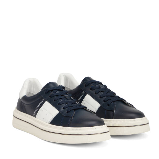 Lacivert Hakiki Deri Erkek Sneaker - E26I1AY57755-A9S - 2
