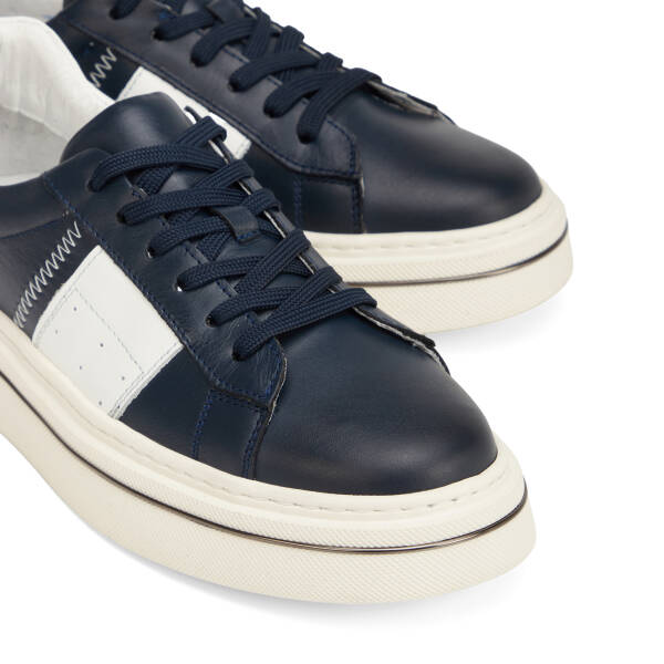 Lacivert Hakiki Deri Erkek Sneaker - E26I1AY57755-A9S - 3