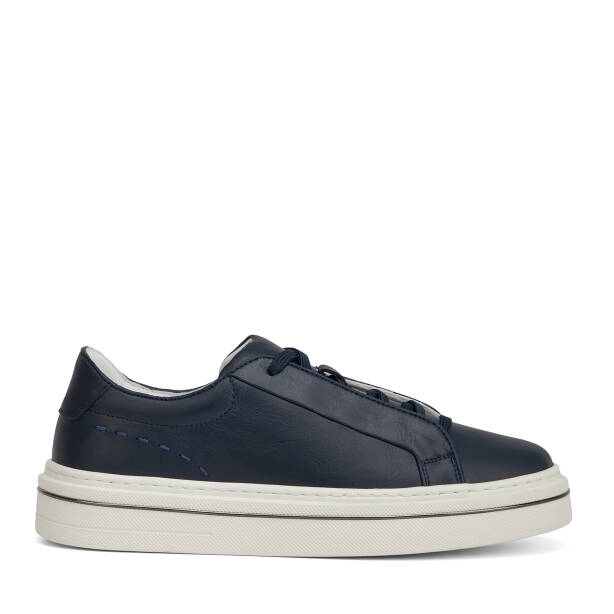 Lacivert Hakiki Deri Erkek Sneaker - E26I1AY57756-A31 