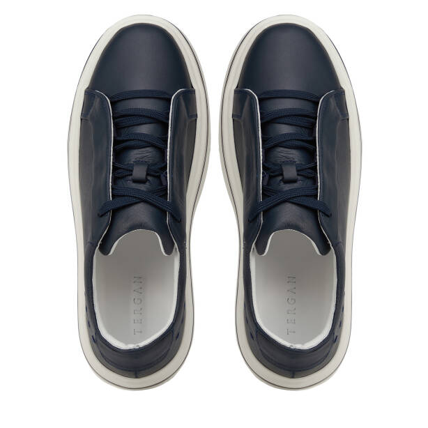 Lacivert Hakiki Deri Erkek Sneaker - E26I1AY57756-A31 - 5