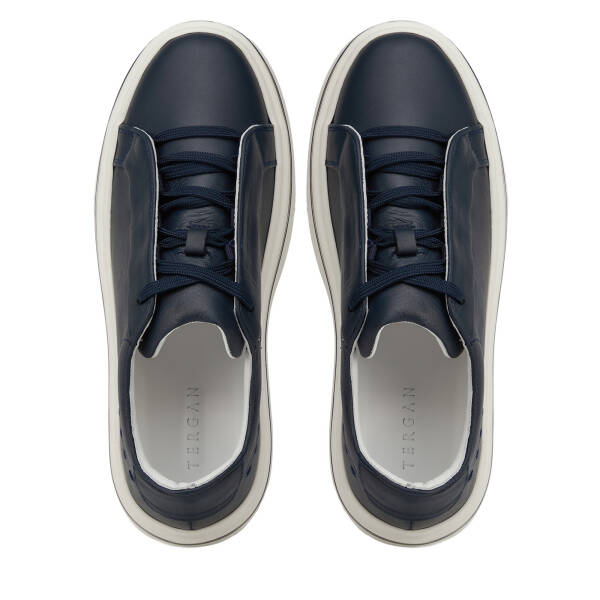 Lacivert Hakiki Deri Erkek Sneaker - E26I1AY57756-A31 - 5