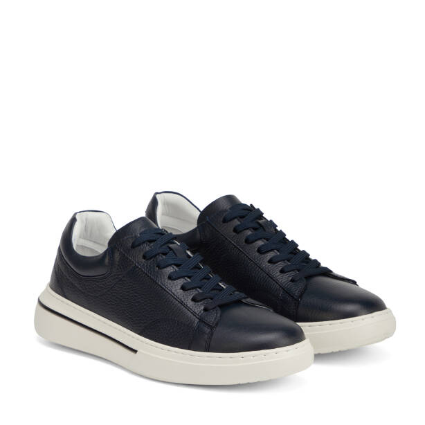 Lacivert Hakiki Deri Erkek Sneaker - E26I1AY57758-A38 - 2