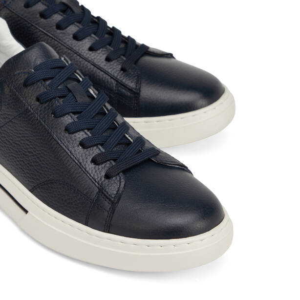 Lacivert Hakiki Deri Erkek Sneaker - E26I1AY57758-A38 - 3