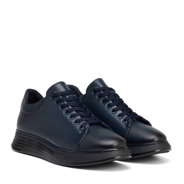 Lacivert Hakiki Deri Erkek Sneaker - E26S1AY57813-A31 - 2
