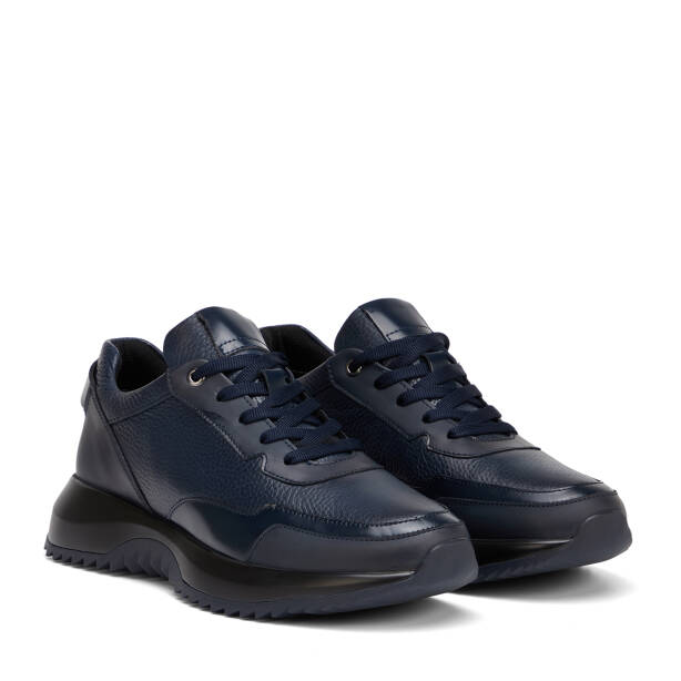 Lacivert Hakiki Deri Erkek Sneaker - E26S1AY57816-A31 - 2