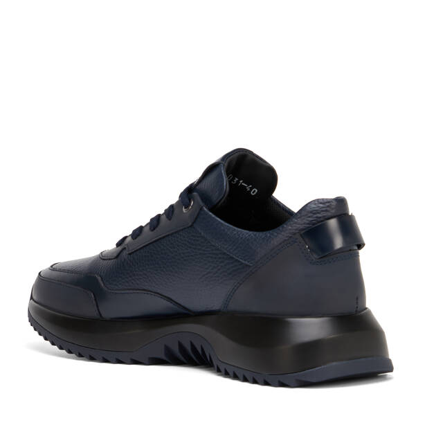 Lacivert Hakiki Deri Erkek Sneaker - E26S1AY57816-A31 - 4