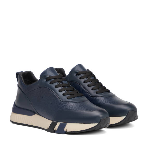 Lacivert Hakiki Deri Erkek Sneaker - E26S1AY57818-A31 - 2