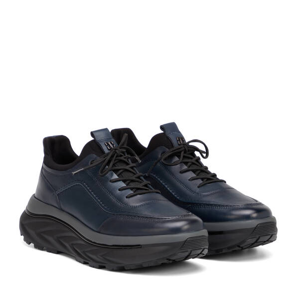 Lacivert Hakiki Deri Erkek Sneaker - E26S1AY57828-A31 - 2
