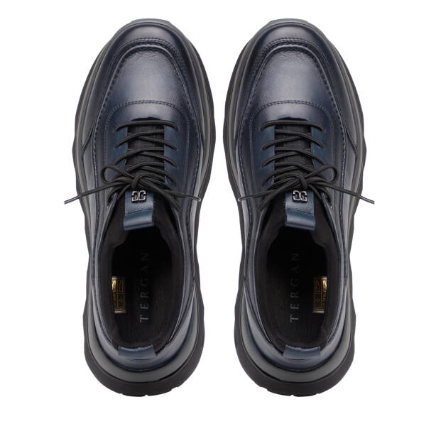 Lacivert Hakiki Deri Erkek Sneaker - E26S1AY57828-A31 - 4