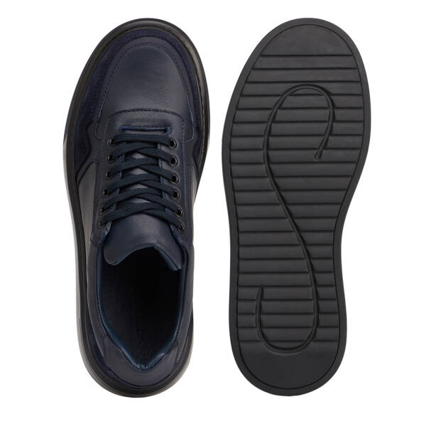Lacivert Hakiki Deri Erkek Sneaker - E26S1AY57845-A31 - 4