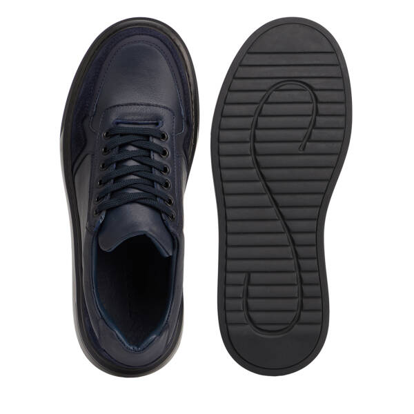 Lacivert Hakiki Deri Erkek Sneaker - E26S1AY57845-A31 - 4