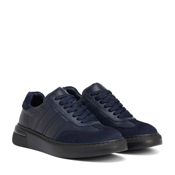 Lacivert Hakiki Deri Erkek Sneaker - E26S1AY57846-A31 - 2