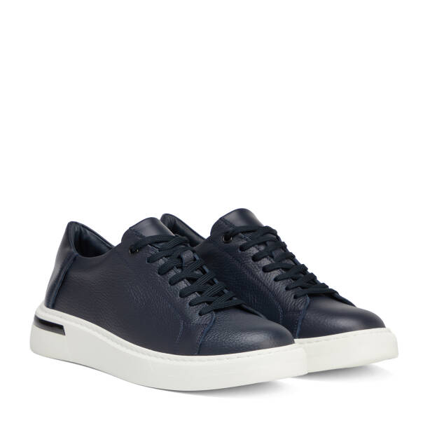 Lacivert Hakiki Deri Erkek Sneaker - E26S1AY57847-A38 - 2