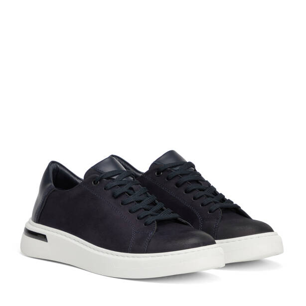 Lacivert Hakiki Deri Erkek Sneaker - E26S1AY57847-C39 - 2