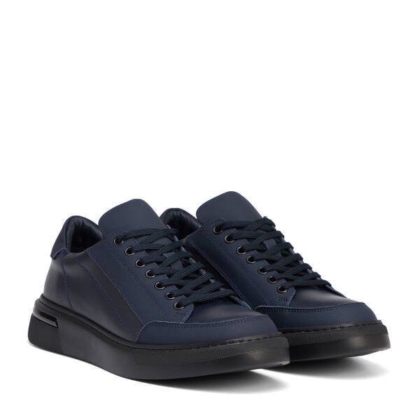 Lacivert Hakiki Deri Erkek Sneaker - E26S1AY57848-A31 - 2