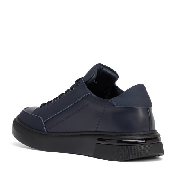 Lacivert Hakiki Deri Erkek Sneaker - E26S1AY57848-A31 - 4
