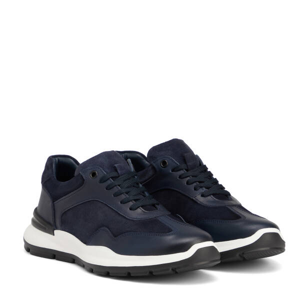 Lacivert Hakiki Deri Erkek Sneaker - E26S1AY57851-A31 - 2