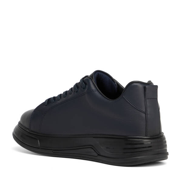 Lacivert Hakiki Deri Erkek Sneaker - E26S1AY57874-A31 - 4