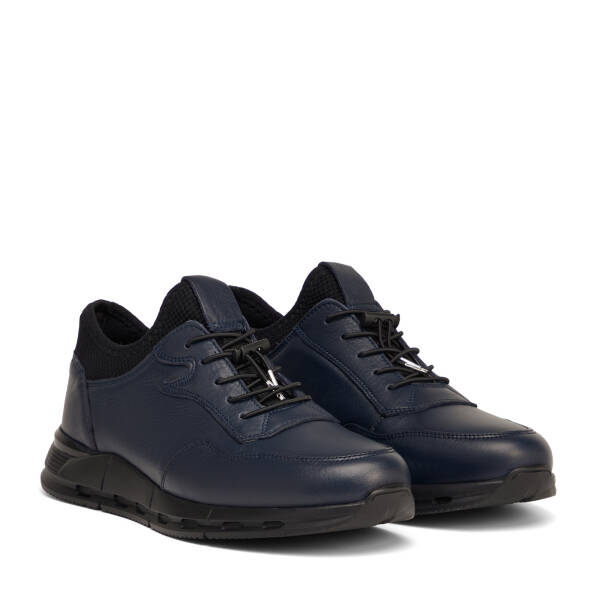 Lacivert Hakiki Deri Erkek Sneaker - E26S1AY57878-A31 - 2