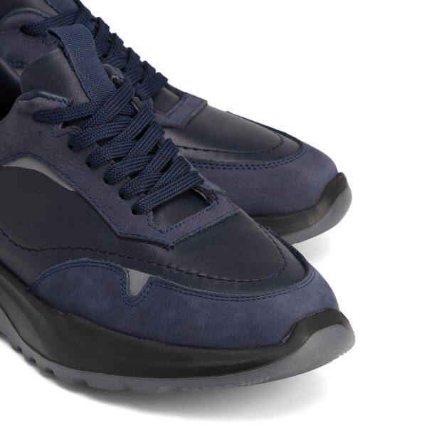 Lacivert Hakiki Deri Erkek Sneaker - E26S1AY57901-A31 - 3