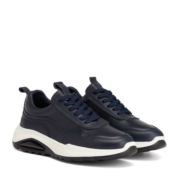 Lacivert Hakiki Deri Erkek Sneaker - E26S1AY57903-A31 - 2