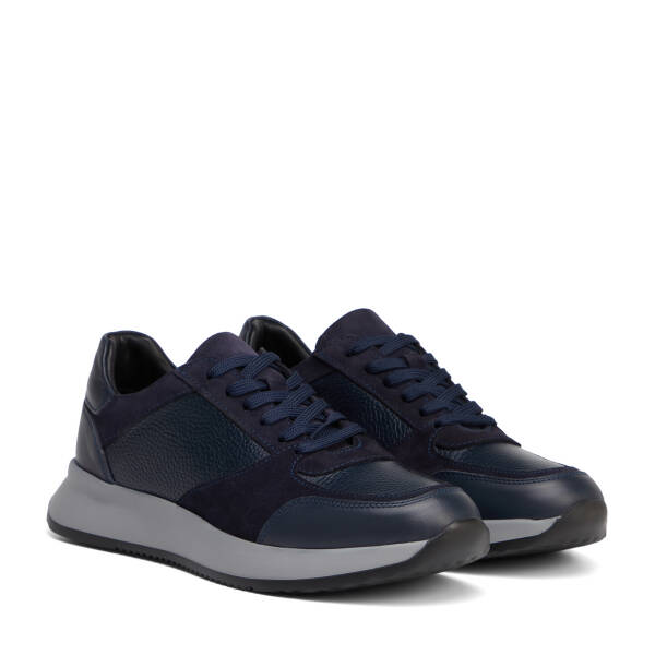 Lacivert Hakiki Deri Erkek Sneaker - E26S1AY57906-A31 - 2