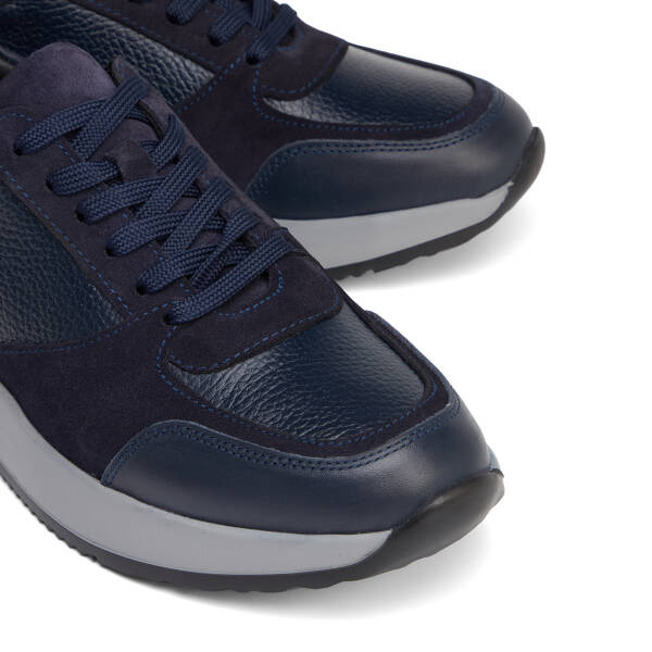 Lacivert Hakiki Deri Erkek Sneaker - E26S1AY57906-A31 - 3